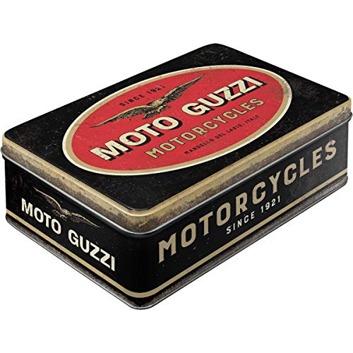 Nostalgic-Art Retro Vorratsdose Flach, 2,5 l, Moto Guzzi – Logo Motorcycles – Geschenk-Idee für Biker, Blech-Dose mit Deckel, Vintage Design von Nostalgic-Art