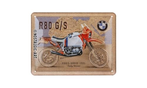 Nostalgic-Art Retro Blechschild, 15 x 20 cm, Original Lizenzprodukt (OLP), BMW – R 80 G/S Paris Dakar – Geschenk-Idee für BMW Accessoires Fans, aus Metall, Vintage Design von Nostalgic-Art