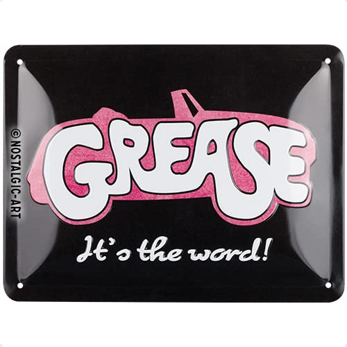 Nostalgic-Art Retro Blechschild, 15 x 20 cm, Grease – It's the word – Geschenk-Idee für Film-Fans, Original Lizenzprodukt (OLP), aus Metall, Vintage Design, Blechschilder Sprüche von Nostalgic-Art