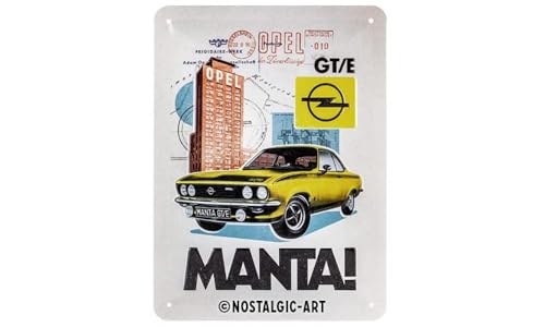 Nostalgic-Art Retro Blechschild, 15 x 20 cm, Opel – Manta GT/E Collage – Geschenk-Idee für Opel-Zubehör Fans, aus Metall, Vintage Design von Nostalgic-Art