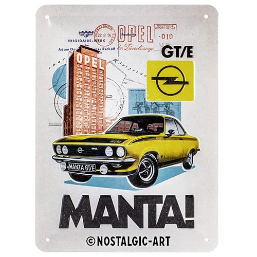 Nostalgic-Art Retro Blechschild, 15 x 20 cm, Opel – Manta GT/E Collage – Geschenk-Idee für Opel-Zubehör Fans, aus Metall, Vintage Design von Nostalgic-Art