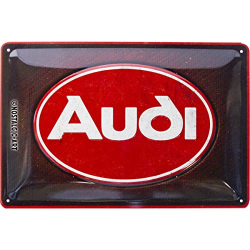 Nostalgic-Art Retro Blechschild, 20 x 30 cm, Audi – Logo Red Shine – Geschenk-Idee für Audi-Zubehör Fans, aus Metall, Vintage Design von Nostalgic-Art
