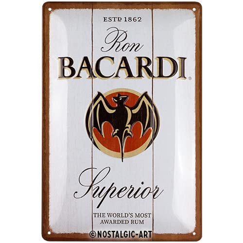 Nostalgic-Art Retro Blechschild, 20 x 30 cm, Bacardi – Superior White Wood – Geschenk-Idee als Bar-Zubehör, aus Metall, Vintage Design von Nostalgic-Art