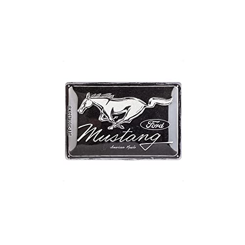 Nostalgic-Art Retro Blechschild, 20 x 30 cm, Ford Mustang – Horse Logo Black – Geschenk-Idee für Ford-Zubehör Fans, aus Metall, Vintage Design von Nostalgic-Art