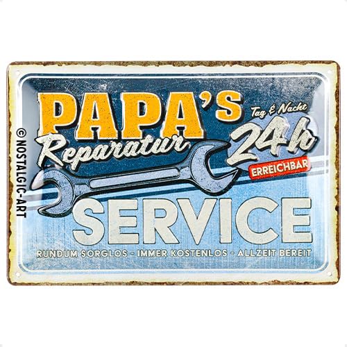 Nostalgic-Art Retro Blechschild, 20 x 30 cm, Papa's Service – Geschenk-Idee für Papa, aus Metall, Werkstatt-Deko im Vintage Design mit Spruch, Blechschilder Sprüche Nostalgic-Art Retro Blechschild, 20 x 30 cm, Papa's Service – Geschenk-Idee für Papa, aus Metall, Werkstatt-Deko im Vintage Design mit Spruch, Blechschilder Sprüche von Nostalgic-Art