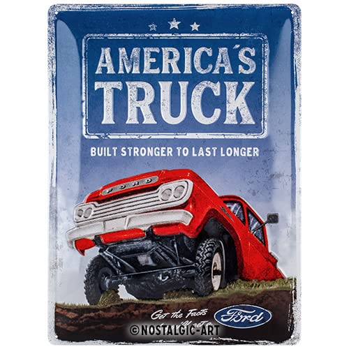 Nostalgic-Art Retro Blechschild, 30 x 40 cm, Ford – America's Truck F100 – Geschenk-Idee für Ford-Zubehör Fans, aus Metall, Vintage Design von Nostalgic-Art