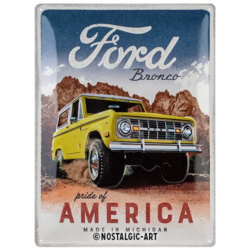 Nostalgic-Art Retro Blechschild, 30 x 40 cm, Ford – Bronco Pride of America – Geschenk-Idee für Ford Fans, aus Metall, Vintage Design von Nostalgic-Art