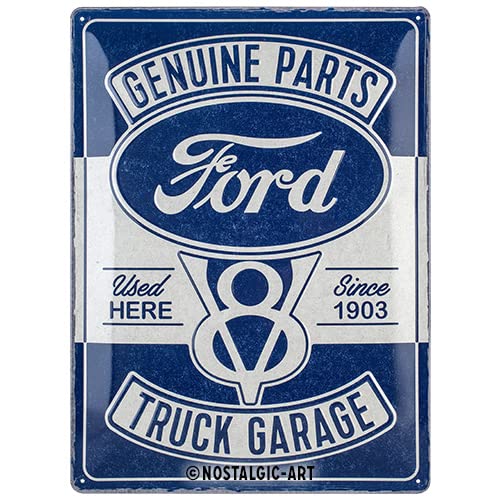 Nostalgic-Art Retro Blechschild, 30 x 40 cm, Ford – V8 Truck Garage – Geschenk-Idee für Ford-Zubehör Fans, aus Metall, Vintage Design von Nostalgic-Art