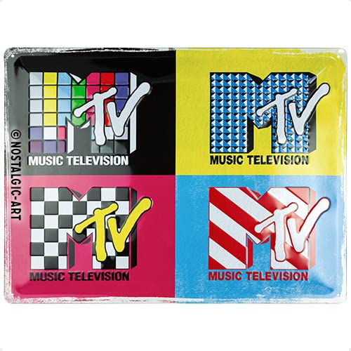 Nostalgic-Art Retro Blechschild, 30 x 40 cm, MTV – Logo Pop Art – Geschenk-Idee für Musik-Fans, aus Metall, Vintage Design von Nostalgic-Art