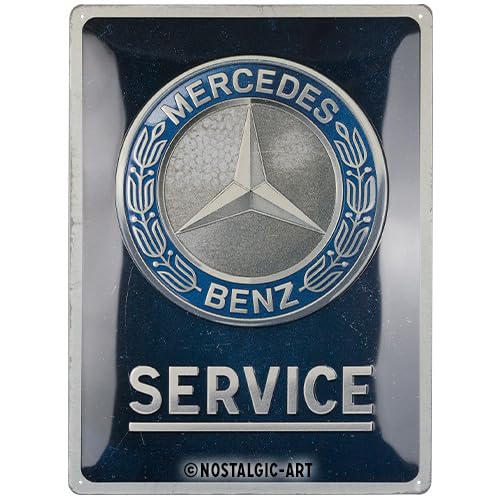 Nostalgic-Art Retro Blechschild, 30 x 40 cm, Mercedes-Benz – Service Emblem Blue – Geschenk-Idee für Mercedes-Benz Accessoires Fans, aus Metall, Vintage Design von Nostalgic-Art