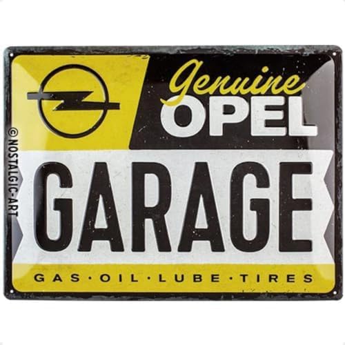 Nostalgic-Art Retro Blechschild, 30 x 40 cm, Opel – Garage – Geschenk-Idee für Opel-Zubehör Fans, aus Metall, Vintage Design von Nostalgic-Art