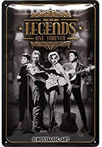 Nostalgic-Art Retro Blechschild, Celebrities – Legends Live Forever – Geschenk-Idee für Beatles-Fans, aus Metall, Vintage-Design zur Deko, 20 x 30 cm Nostalgic-Art Retro Blechschild, Celebrities – Legends Live Forever – Geschenk-Idee für Beatles-Fans, aus Metall, Vintage-Design zur Deko, 20 x 30 cm von Nostalgic-Art