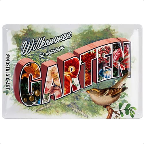 Nostalgic-Art Retro Blechschild, 20 x 30 cm, Willkommen in meinem Garten – Geschenk-Idee für Garten-Freunde, aus Metall, Vintage Design mit Spruch von Nostalgic-Art