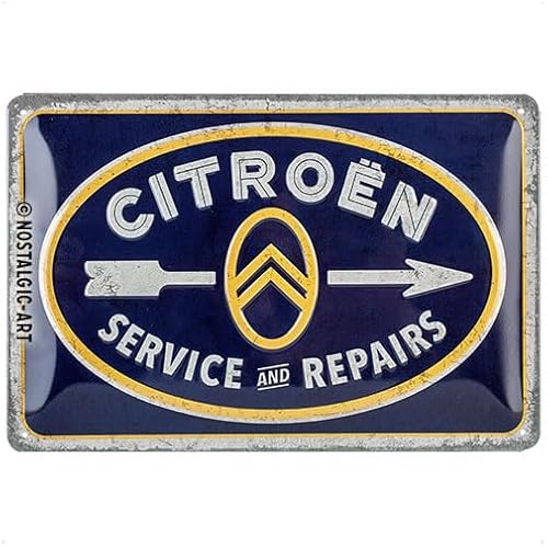 Nostalgic-Art Retro Blechschild, 20 x 30 cm, Citroen – Service & Repairs – Geschenk-Idee für Citroen-Zubehör Fans, aus Metall, Vintage Design von Nostalgic-Art