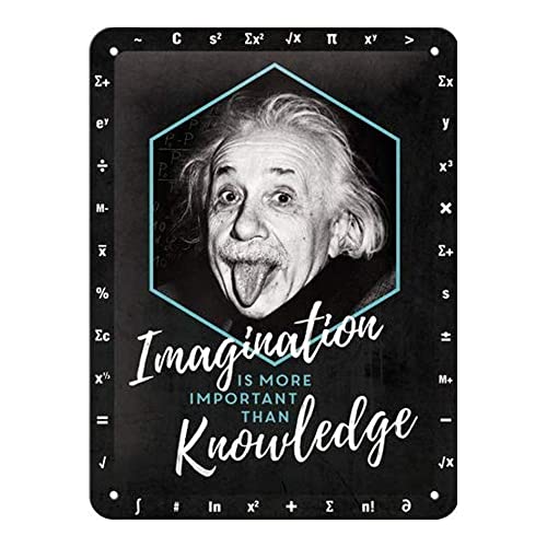 Nostalgic-Art Retro Blechschild Einstein – Imagination & Knowledge – Geschenk-Idee für Studenten, aus Metall, Vintage-Design zur Deko, 15 x 20 cm Nostalgic-Art Retro Blechschild Einstein – Imagination & Knowledge – Geschenk-Idee für Studenten, aus Metall, Vintage-Design zur Deko, 15 x 20 cm von Nostalgic-Art