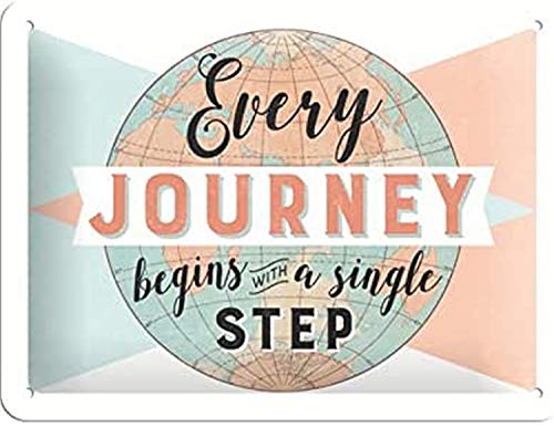 Nostalgic-Art Retro Blechschild Every Journey Begins – Geschenk-Idee für Reiselustige, aus Metall, Vintage-Design mit Spruch, 15 x 20 cm Nostalgic-Art Retro Blechschild Every Journey Begins – Geschenk-Idee für Reiselustige, aus Metall, Vintage-Design mit Spruch, 15 x 20 cm von Nostalgic-Art