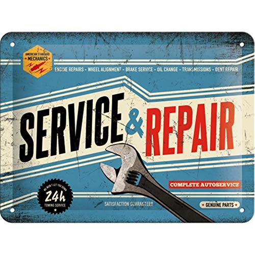 Nostalgic-Art Retro Blechschild, 15 x 20 cm, Service & Repair – Geschenk-Idee für Motor-Fans, aus Metall, Vintage Design von Nostalgic-Art