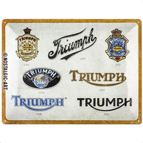 Nostalgic-Art Retro Blechschild, 30 x 40 cm, Triumph – Logo Evolution – Geschenk-Idee für Biker, aus Metall, Vintage Design von Nostalgic-Art