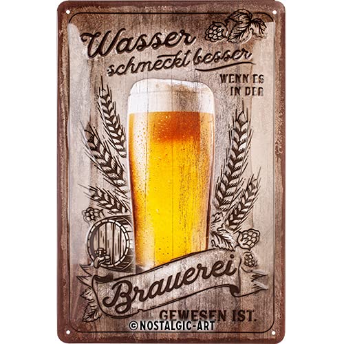 Nostalgic-Art Retro Blechschild, 20 x 30 cm, Wasser schmeckt besser – Geschenk-Idee für Bier-Fans, aus Metall, Vintage Design mit Spruch, Blechschilder Sprüche, Bier-Deko von Nostalgic-Art