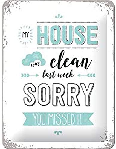 Nostalgic-Art Retro Blechschild Word Up – My House was clean – Geschenk-Idee für Nostalgie-Fans, aus Metall, Vintage-Design mit Spruch, 15 x 20 cm von Nostalgic-Art