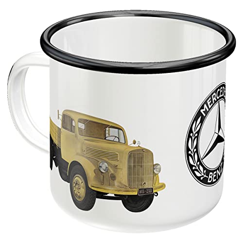 Nostalgic-Art Retro Emaille-Tasse, 360 ml, Daimler Truck – Models – Geschenk-Idee für Trucker, Camping-Becher, Vintage Design von Nostalgic-Art