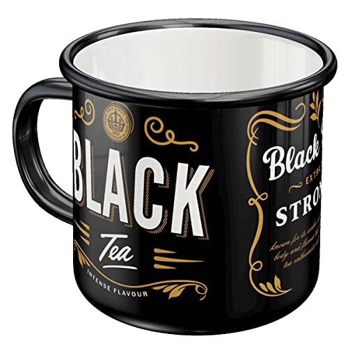 Nostalgic-Art Retro Emaille-Tasse, 360 ml, Black Tea – Geschenk-Idee für Tee-Liebhaber, Camping-Becher, Vintage Design von Nostalgic-Art