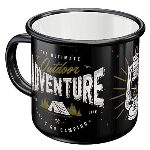 Nostalgic-Art Retro Emaille-Tasse, 360 ml, Outdoor Adventure – Geschenk-Idee für Camping-Fans, Camping-Becher, Vintage Design mit Spruch von Nostalgic-Art