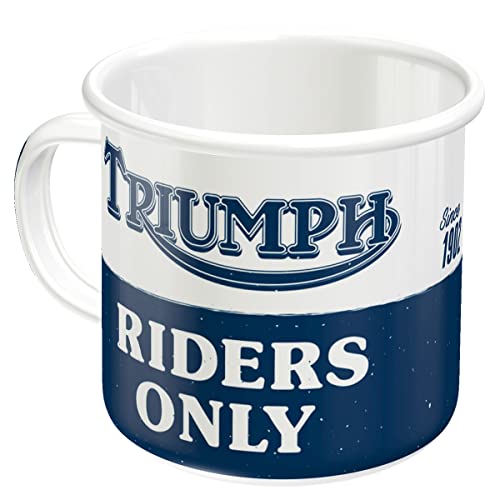 Nostalgic-Art Retro Emaille-Tasse, 360 ml, Triumph – Riders Only – Geschenk-Idee für Biker, Camping-Becher, Vintage Design von Nostalgic-Art