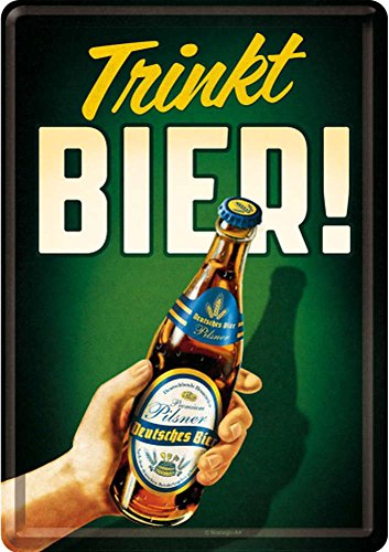 Nostalgic-Art Retro Grußkarte Trinkt Bier – Geschenk-Idee mit Spruch, Blechpostkarte, 10 x 14 cm von Nostalgic-Art