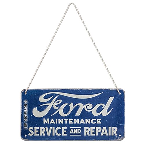 Nostalgic-Art Retro Hängeschild, 10 x 20 cm, Ford – Service & Repair – Geschenk-Idee für Ford-Zubehör Fans, aus Metall, Vintage Design von Nostalgic-Art