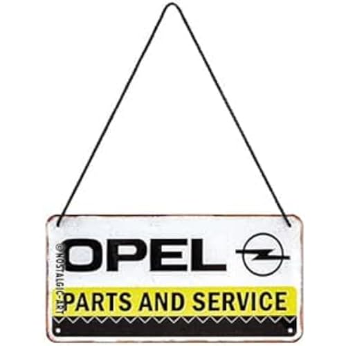Nostalgic-Art Retro Hängeschild, 10 x 20 cm, Opel – Parts & Service – Geschenk-Idee für Opel-Zubehör Fans, aus Metall, Vintage Design von Nostalgic-Art