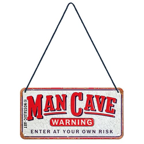 Nostalgic-Art Retro Hängeschild, 10 x 20 cm, Man Cave Warning – Geschenk-Idee für Männer, aus Metall, Vintage Design mit Spruch von Nostalgic-Art