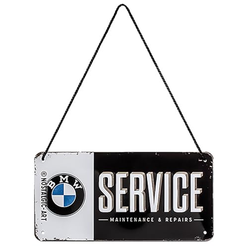 Nostalgic-Art Retro Hängeschild, 10 x 20 cm, Original Lizenzprodukt (OLP), BMW – Service – Geschenk-Idee für BMW Accessoires Fans, aus Metall, Vintage Design von Nostalgic-Art