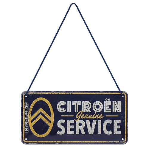 Nostalgic-Art Retro Hängeschild, 10 x 20 cm, Citroen – Genuine Service – Geschenk-Idee für Citroen-Zubehör Fans, aus Metall, Vintage Design von Nostalgic-Art