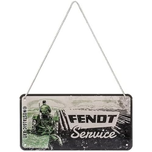 Nostalgic-Art Retro Hängeschild, 10 x 20 cm, Fendt – Field Service – Geschenk-Idee für Traktor-Fans, aus Metall, Vintage Design von Nostalgic-Art