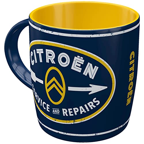 Nostalgic-Art Retro Kaffee-Becher, 330 ml, Citroen – Service & Repairs – Geschenk-Idee für Citroen-Zubehör Fans, Keramik-Tasse, Vintage Design von Nostalgic-Art