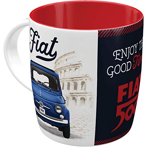 Nostalgic-Art Retro Kaffee-Becher, 330 ml, Fiat 500 – Enjoy The Good Times – Geschenk-Idee für Fiat-Zubehör Fans, Keramik-Tasse, Vintage Design von Nostalgic-Art
