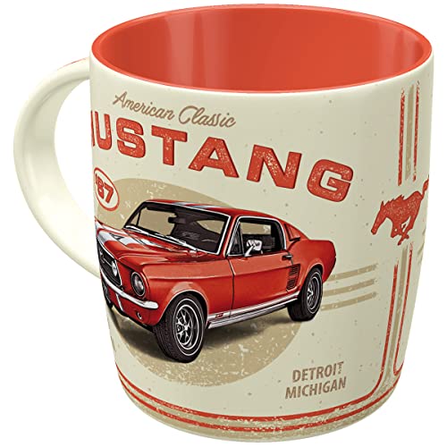 Nostalgic-Art Retro Kaffee-Becher, 330 ml, Ford Mustang – GT 1967 Red – Geschenk-Idee für Ford-Zubehör Fans, Keramik-Tasse, Vintage Design von Nostalgic-Art