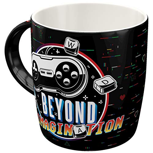 Nostalgic-Art Retro Kaffee-Becher, 330 ml, Gaming Beyond Imagination – Geschenk-Idee für Gamer, Keramik-Tasse, Vintage Design mit Spruch von Nostalgic-Art