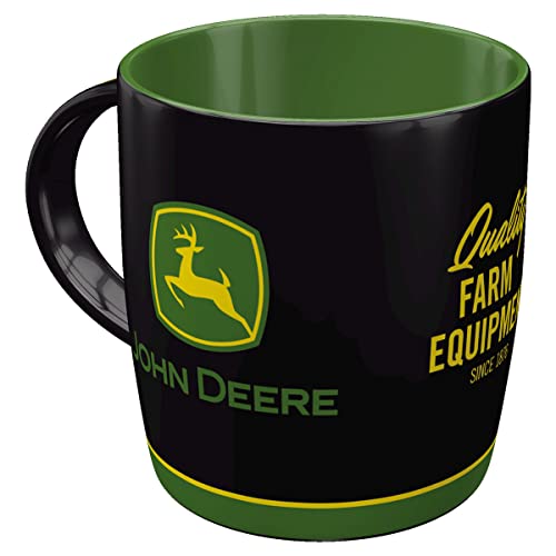 Nostalgic-Art Retro Kaffee-Becher, 330 ml, John Deere – Logo Black – Geschenk-Idee für Traktor-Fans, Keramik-Tasse, Vintage Design von Nostalgic-Art