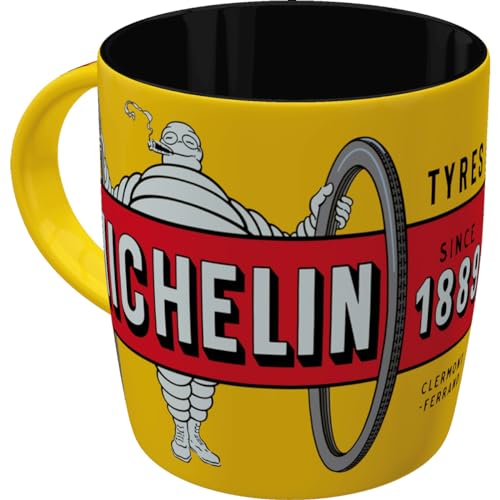 Nostalgic-Art Retro Kaffee-Becher, 330 ml, Michelin – Tyres Bibendum Yellow – Geschenk-Idee für Motor-Fans, Keramik-Tasse, Vintage Design von Nostalgic-Art