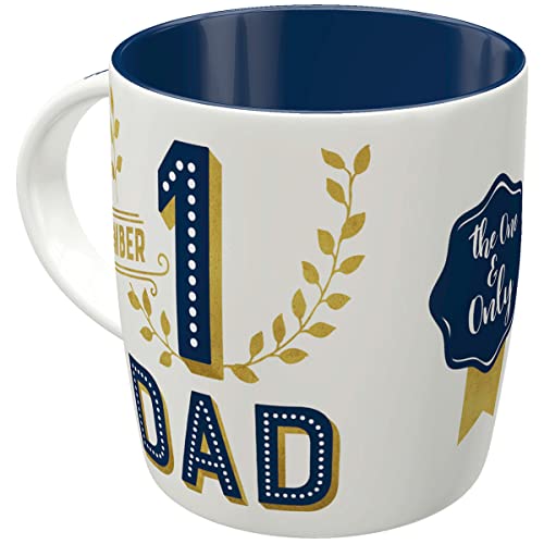 Nostalgic-Art Retro Kaffee-Becher, 330 ml, Number 1 Dad – Geschenk-Idee für Papa, Keramik-Tasse, Vintage Design mit Spruch von Nostalgic-Art