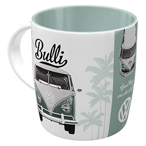 Nostalgic-Art Retro Kaffee-Becher, 330 ml, VW – Good things are ahead of you – Volkswagen Bus Geschenk-Idee, Original Lizenzprodukt (OLP), Keramik-Tasse, Vintage Design von Nostalgic-Art