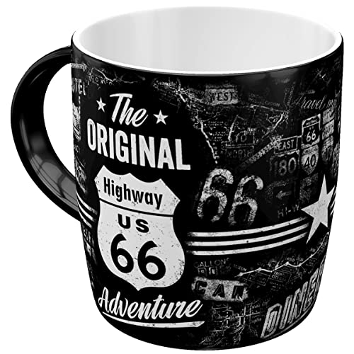 Nostalgic-Art Retro Kaffee-Becher, 330 ml, Highway 66 The Original Adventure – Geschenk-Idee für USA Fans, Keramik-Tasse, Vintage Design von Nostalgic-Art