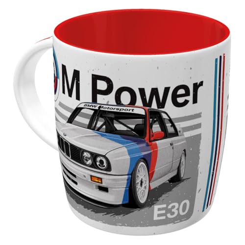 Nostalgic-Art Retro Kaffeebecher, 330 ml, BMW M POWER – Car – Geschenk-Idee für BMW Accessoires Fans, Original Lizenzprodukt (OLP), Keramik-Tasse für Kaffee, Vintage Design von Nostalgic-Art
