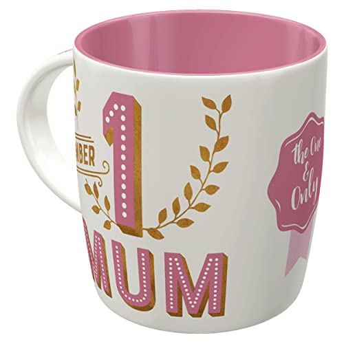 Nostalgic-Art Retro Kaffeebecher, 330 ml, Number 1 Mum – Geschenk-Idee für Mama, Keramik-Tasse für Kaffee, Vintage Design mit Spruch von Nostalgic-Art