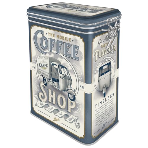 Nostalgic-Art Retro Kaffeedose, 1,3 l, Ape – Coffee Shop – Geschenk-Idee für Italien-Fans, Blech-Dose mit Aromadeckel, Vintage Design von Nostalgic-Art