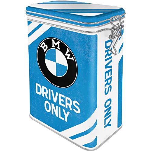 Nostalgic-Art Retro Kaffeedose, 1,3 l, Original Lizenzprodukt (OLP), BMW – Drivers Only – Geschenk-Idee für BMW Accessoires Fans, Blech-Dose mit Aromadeckel, Vintage Design von Nostalgic-Art