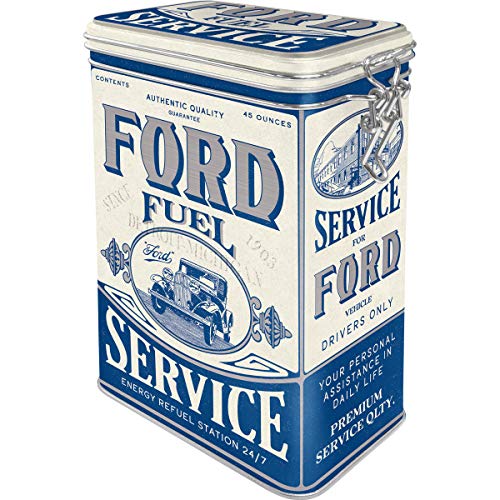 Nostalgic-Art Retro Kaffeedose, 1,3 l, Ford – Fuel Service – Geschenk-Idee für Ford-Zubehör Fans, Blech-Dose mit Aromadeckel, Vintage Design von Nostalgic-Art