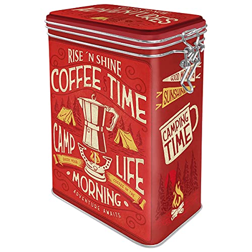 Nostalgic-Art Retro Kaffeedose, 1,3 l, Camp Coffee Time – Geschenk-Idee für Camping-Fans, Blech-Dose mit Aromadeckel, Vintage Design von Nostalgic-Art